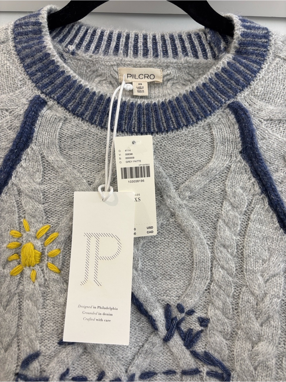 NWT Anthropologie Pilcro Cable-Knit Embroidered Cozy Home Sweater - Picture 5 of 8